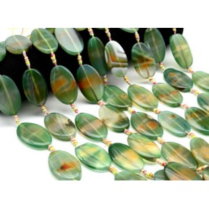 Бусины из агата тонированного овал 24*40мм цвет зеленый светлый, 40см, 8 бусин