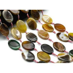 Бусины из агата тонированного овал 25*40мм цвет желто-зеленый, 41см, 8 бусин