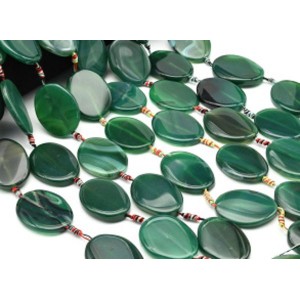 Бусины из агата тонированного овал 32*42мм цвет зеленый, 43см, 8 бусин