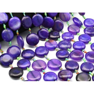 Бусины из агата тонированного круг 23мм цвет фиолетовый, 42см, 14 бусин