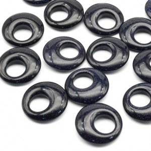 Бусина - бублик для швенз 28*7мм из авантюрина синего искусственного, 1шт Бусина - бублик для швенз 28*7мм из авантюрина синего искусственного, 1шт