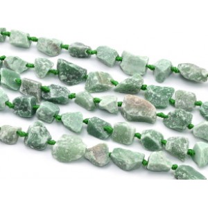 Бусины из авантюрина зеленого галтовка 15*20мм - 20*30мм, 43см, 15 бусин