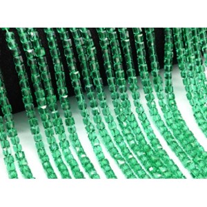 Бусины из циркона кубик гр.4*4мм цвет изумрудный, 39см, 90 бусин