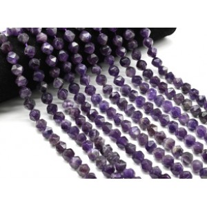 Бусины из аметиста шарик многогранник 9мм, 38см, 38 бусин