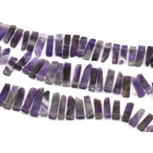 Бусины из аметиста пластинки 10*35мм, 40см, 31 бусина. Бусины из аметиста пластинки 10*35мм, 40см, 31 бусина.