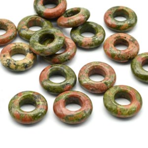 Бусина - бублик для швенз 20*6мм из унакита, 1шт