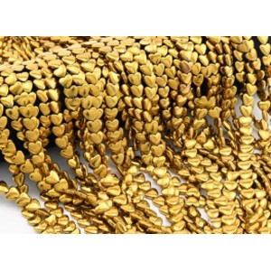 Бусины из гематита сердце 8*8мм цвет античное золото, 39см, 56 бусин