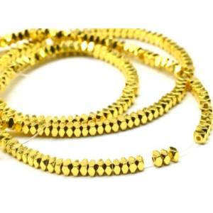 Бусины из гематита многогранник 2*1мм цвет золотой, 40см, 255 бусин