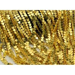 Бусины из гематита сердце 6*6мм цвет золотой, 39см, 69 бусин