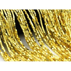 Бусины из гематита кубик 3мм цвет золотой, 39см, 125 бусин