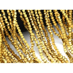 Бусины из гематита звезды 7*7мм цвет античное золото, 39см, 75 бусин