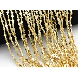 Бусины из гематита крестик 4*6мм цвет розовое золото, 37см, 59 бусин