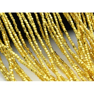 Бусины из гематита кубик 3мм цвет золотой, 40см, 138 бусин