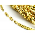 Бусины из гематита квадратик 2*1мм цвет золотой, 40см, 375 бусин