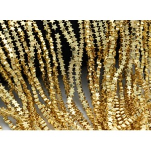 Бусины из гематита звезды 4*4мм цвет розовое золото, 38см, 120 бусин