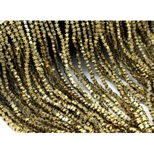 Бусины из гематита звезды 4*4мм цвет античное золото, 39см, 120 бусин