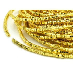 Бусины из гематита шестигранник 2*1мм цвет золотой, 40см, 315 бусин