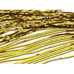 Бусины из гематита кубик 2мм цвет золотой, 39см, 175 бусин