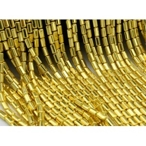 Бусины из гематита брусок 4*7мм цвет золотой, 39см, 49 бусин