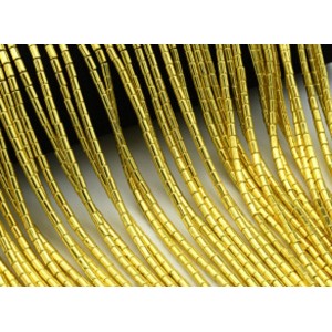 Бусины из гематита цилиндр 3*5мм цвет золотой, 40см, 80 бусин