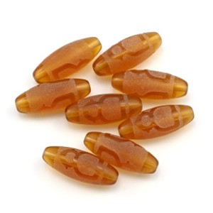 Бусина Дзи "Кубера" из горного хрусталя тонированного 10*30мм, цвет коньячный, 1 бусина