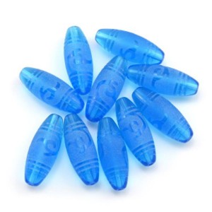 Бусина Дзи "Зеленая Тара" из горного хрусталя тонированного 10*30мм, цвет  голубой, 1 бусина