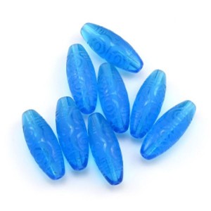 Бусина Дзи "Шесть глаз дракона" из горного хрусталя тонированного 10*30мм, цвет  голубой, 1 бусина