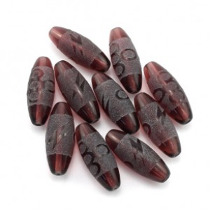 Бусина Дзи "Пять глаз с молнией" из горного хрусталя тонированного 10*30мм, цвет  клубничный, 1 бусина