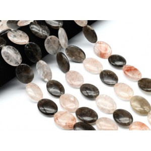 Бусины из горного хрусталя "Кровавый" и раухтопаза 22*30мм, 39см, 12 бусин