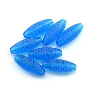 Бусина Дзи "Десять глаз" из горного хрусталя тонированного 10*30мм, цвет  голубой, 1 бусина