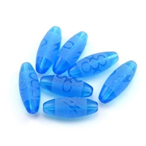 Бусина Дзи "Пять глаз с молнией" из горного хрусталя тонированного 10*30мм, цвет  голубой, 1 бусина