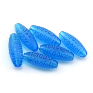 Бусина Дзи "Восемнадцать глаз" из горного хрусталя тонированного 10*30мм, цвет  голубой, 1 бусина