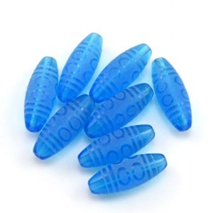 Бусина Дзи "Восемь глаз" из горного хрусталя тонированного 10*30мм, цвет  голубой, 1 бусина