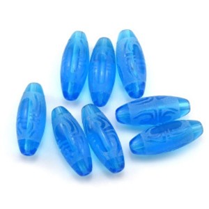 Бусина Дзи "Паук" из горного хрусталя тонированного 10*30мм, цвет  голубой, 1 бусина