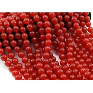Бусины из кальцита шарик 14мм цвет красный, 38см, 29 бусин