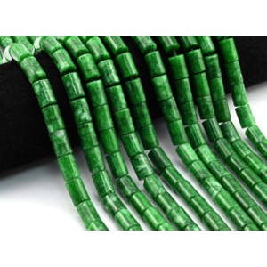 Бусины из кальцита тонированного цилиндр 8*12мм цвет хризопраз, 38см, 31 бусина