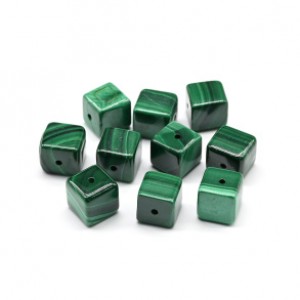 Набор бусин из малахита кубик 7мм, 10 штук
