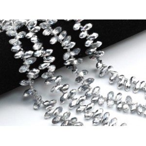 Бусины из циркона капля гр.12*6мм цвет пирит, 43см, 95 бусин