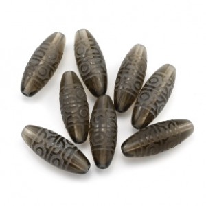 Бусина Дзи "Шесть глаз" из раухтопаза 10*30мм, 1 бусина