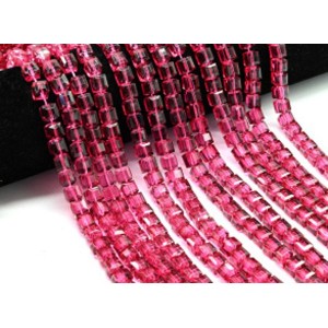 Бусины из циркона кубик гр.7*7мм цвет рубиновый, 39,5см, 53 бусин