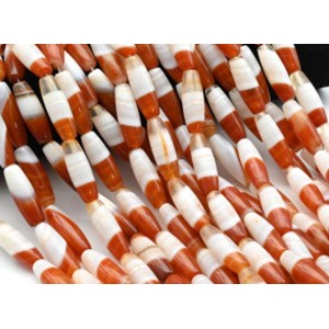 Бусины из сердолика овал 10*30мм, 38см, 13 бусин