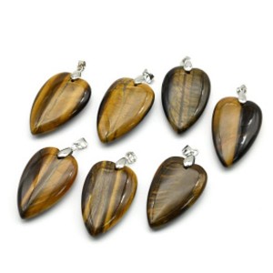 Кулон Сердце 25*40мм из тигрового глаза
