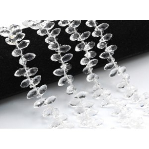 Бусины из циркона капля гр.12*6мм цвет хрусталь, 43см, 95 бусин
