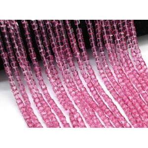 Бусины из циркона кубик гр.4*4мм цвет розовый, 39см, 90 бусин