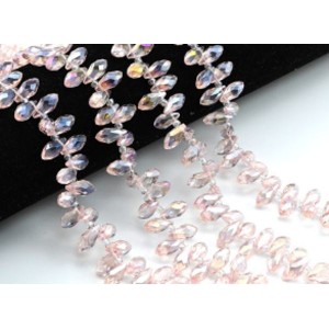 Бусины из циркона капля гр.12*6мм цвет розовый, 43см, 93 бусины