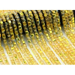 Бусины из циркона кубик гр.7*7мм цвет желтый хамелеон, 40см, 55 бусин Бусины из циркона кубик гр.7*7мм цвет желтый хамелеон, 40см, 55 бусин