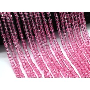 Бусины из циркона кубик гр.3*3мм цвет розовый, 39см, 157 бусин