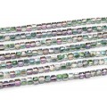 Бусины из циркона кубик гр.7*7мм цвет розово-зеленый хамелеон, 40см, 55 бусин