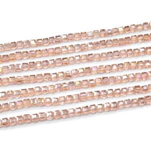 Бусины из циркона кубик гр.6*6мм цвет розовый светлый, 39,5см, 70 бусин