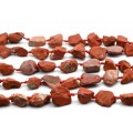 Бусины из яшмы красной галтовка 15*20мм - 20*30мм, 43см, 17 бусин